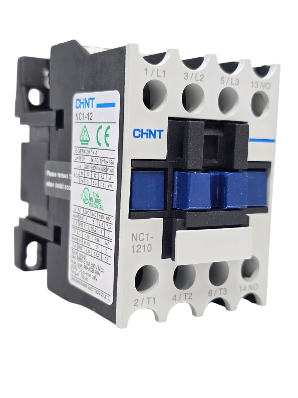 CONTACTOR 12 AMP, 3P+1NO BOB, 110VAC CHINT